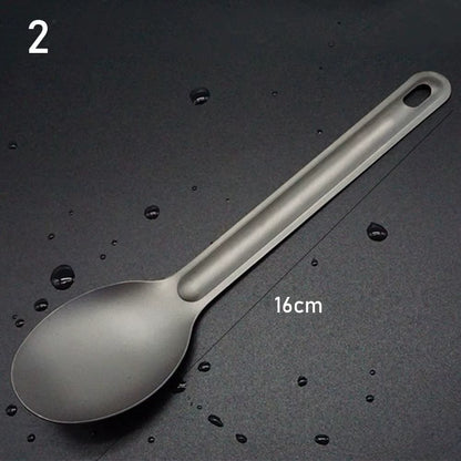 Portable Ultralight Titanium Tableware Long Handle Spoon Fork Outdoor Camping EDC Environmental Outdoor Picnic Tourist Dishes