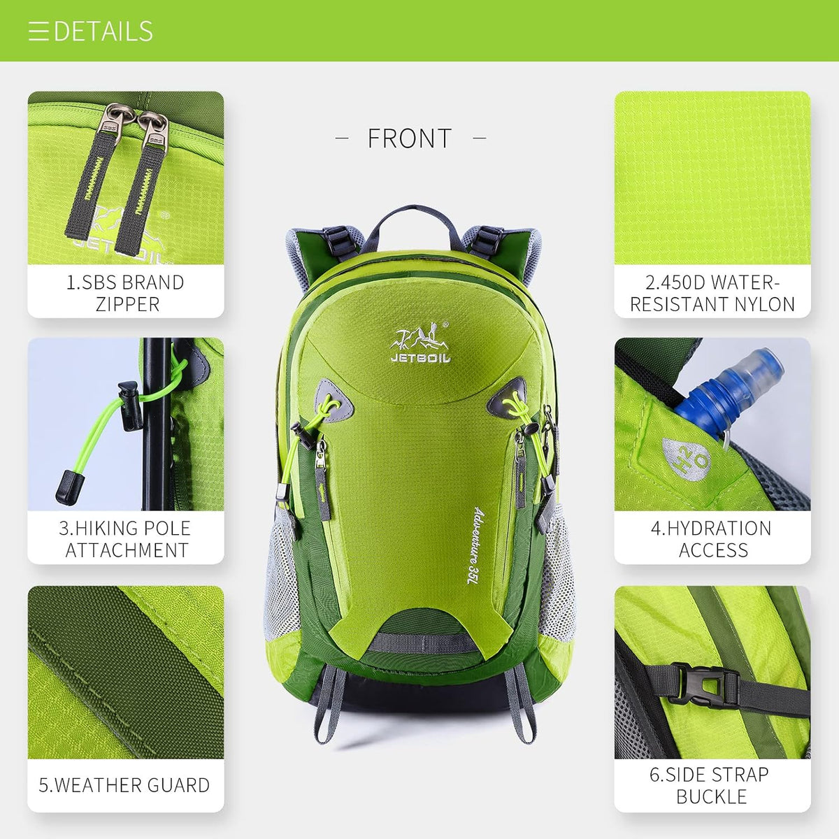 Hiking Backpack for Women Men 35L Waterproof Daypacks for Hiking Outdoor Camping Climbing Trekking