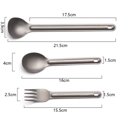 Portable Ultralight Titanium Tableware Long Handle Spoon Fork Outdoor Camping EDC Environmental Outdoor Picnic Tourist Dishes