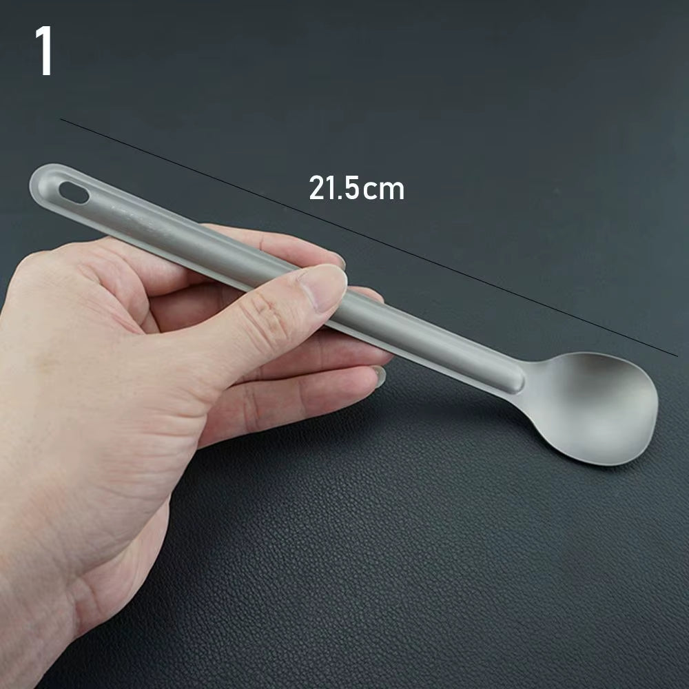 Portable Ultralight Titanium Tableware Long Handle Spoon Fork Outdoor Camping EDC Environmental Outdoor Picnic Tourist Dishes