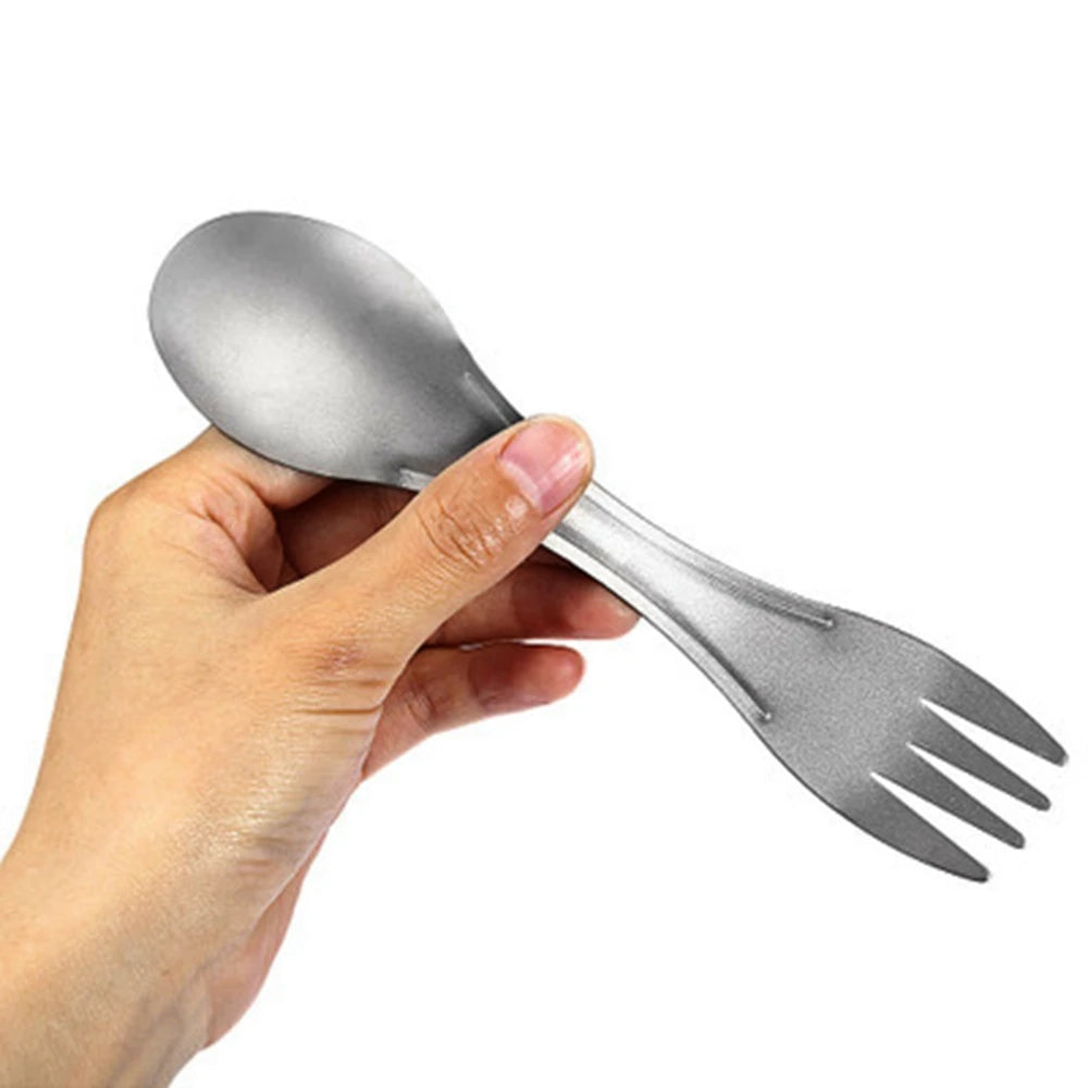 Portable Ultralight Titanium Tableware Long Handle Spoon Fork Outdoor Camping EDC Environmental Outdoor Picnic Tourist Dishes