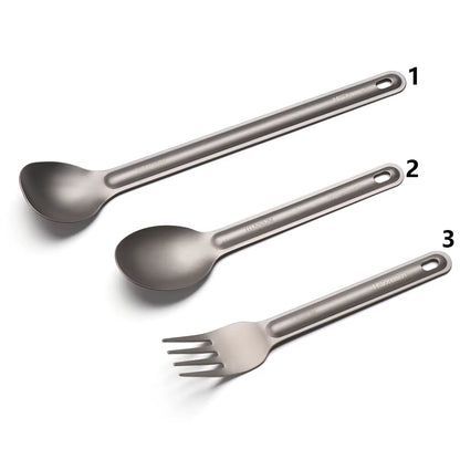 Portable Ultralight Titanium Tableware Long Handle Spoon Fork Outdoor Camping EDC Environmental Outdoor Picnic Tourist Dishes