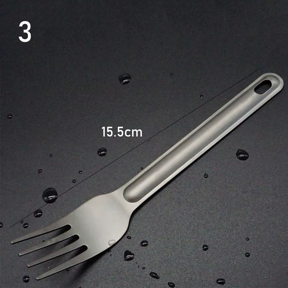 Portable Ultralight Titanium Tableware Long Handle Spoon Fork Outdoor Camping EDC Environmental Outdoor Picnic Tourist Dishes
