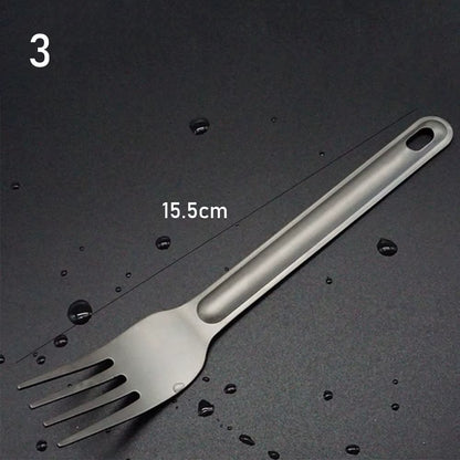 Portable Ultralight Titanium Tableware Long Handle Spoon Fork Outdoor Camping EDC Environmental Outdoor Picnic Tourist Dishes