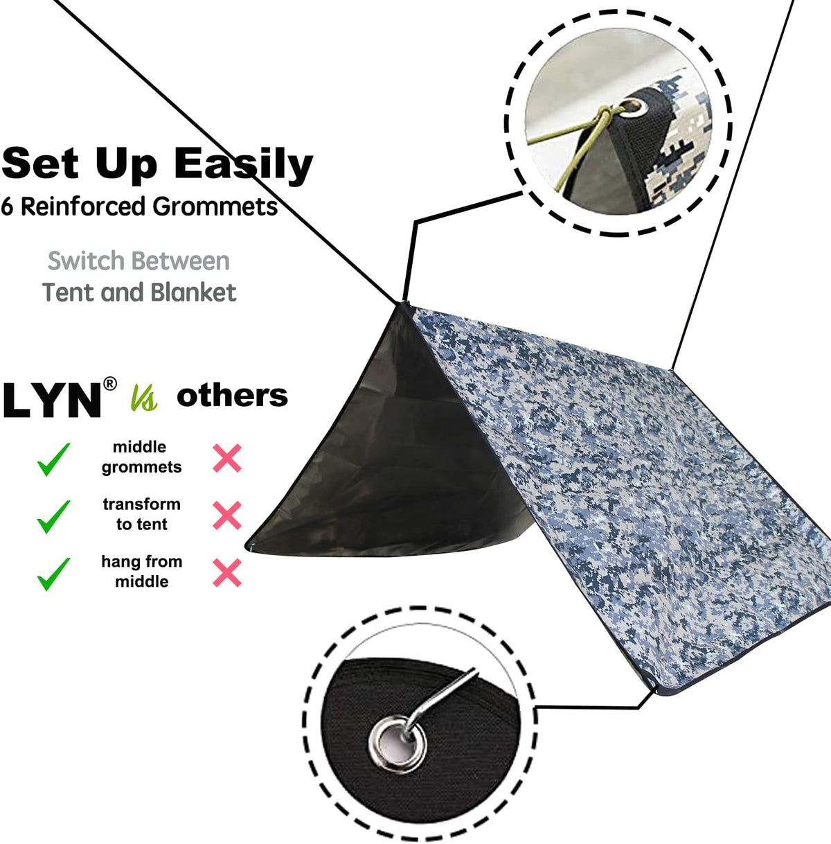 Heavy Duty Emergency Blanket Survival Gear Waterproof Insulated Blanket Emergency Tarp for Camping, Hiking, Bushcraft
