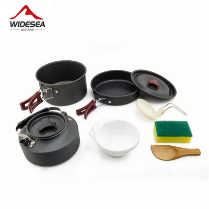 Camping Cookware Set Outdoor Pot Tableware Kit Cooking Water Kettle Pan Travel Cutlery Utensils Hiking Picnic Equipment