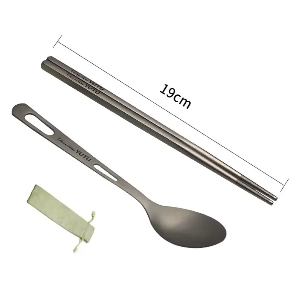Portable Ultralight Titanium Tableware Long Handle Spoon Fork Outdoor Camping EDC Environmental Outdoor Picnic Tourist Dishes