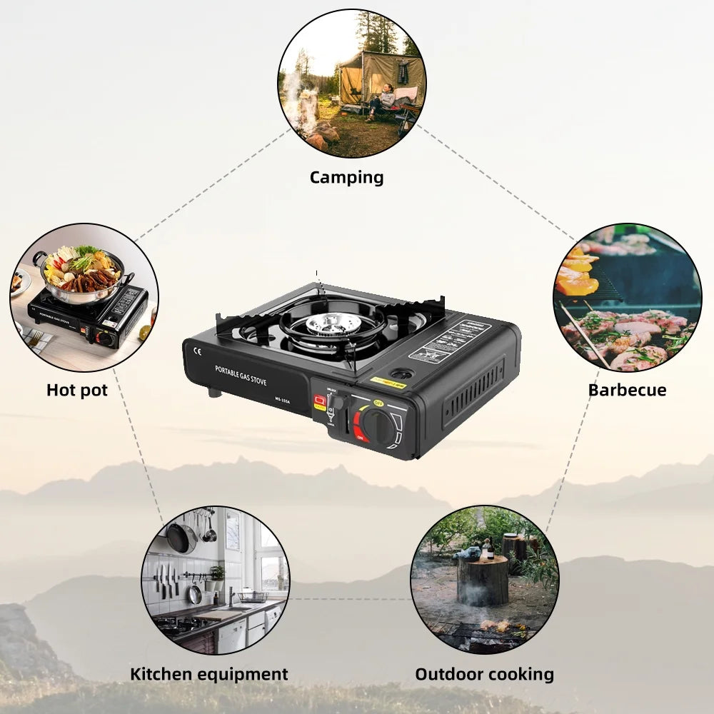 Portable Furnace Adjustable Fire 2900W Furnace Lightweight Cooker Unit Kitchen Equipment for Camping Barbecue Hot Pot Cooking W/Storage Box