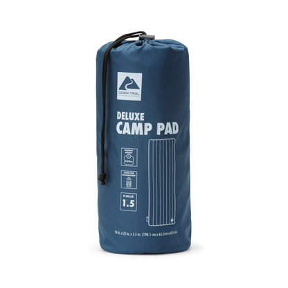 Adult Inflatable Camp Sleeping Pad, Blue, 78 in X 25 in X 3.5 In
