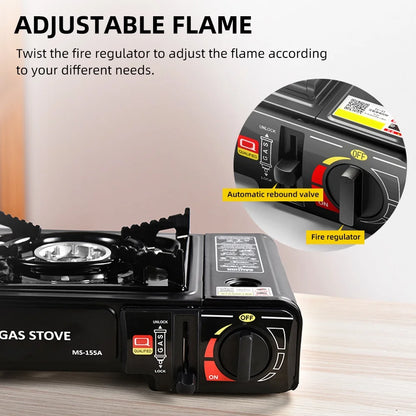Portable Furnace Adjustable Fire 2900W Furnace Lightweight Cooker Unit Kitchen Equipment for Camping Barbecue Hot Pot Cooking W/Storage Box